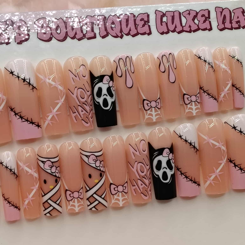 Pink and Black Press-On Set